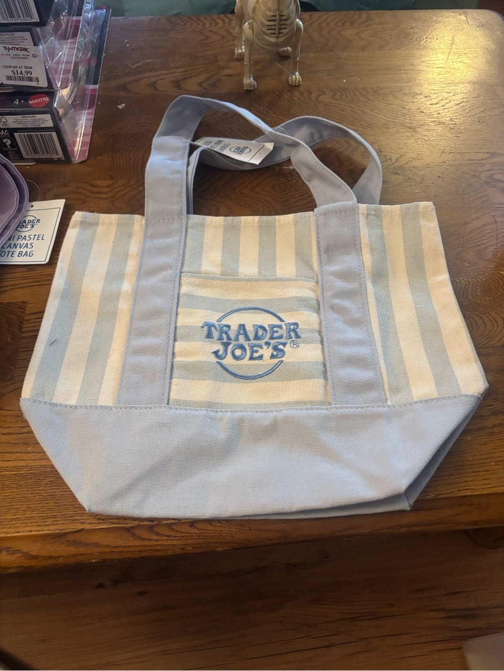 Trader Joe’s mini striped blue tote nwt